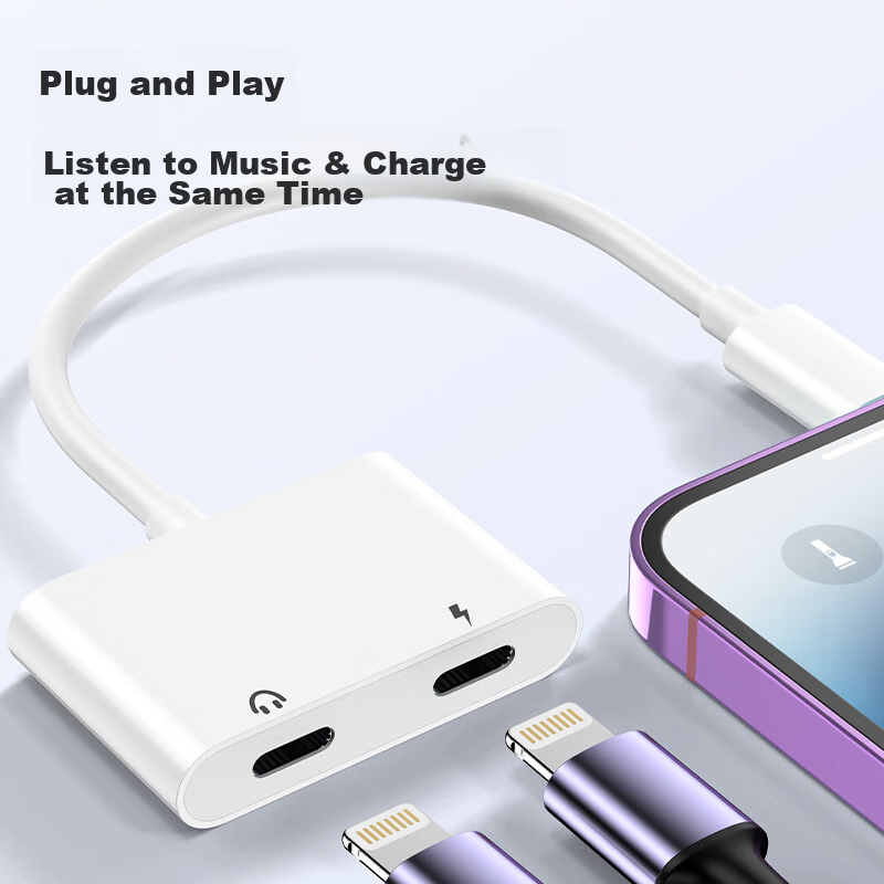 CangHua Apple Earphone Adapter Two-In Charging And Music Listening Compatible wi...