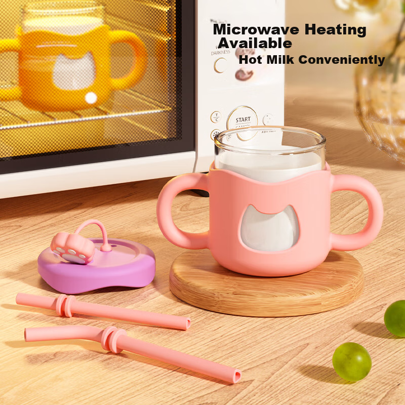 COOKSS Children's Milk Cup with Scale, Shatterproof Straw Cup for 1-3 Year Old B...