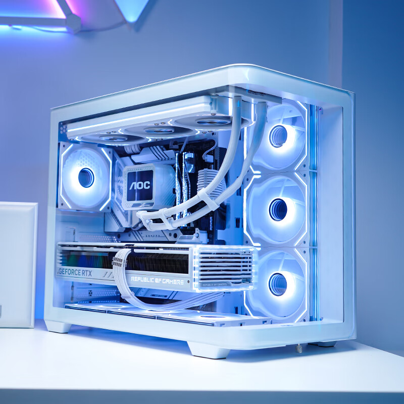 AOC CG455 White ATX Desktop Computer Case with Seaside Room Design, Integrated C...
