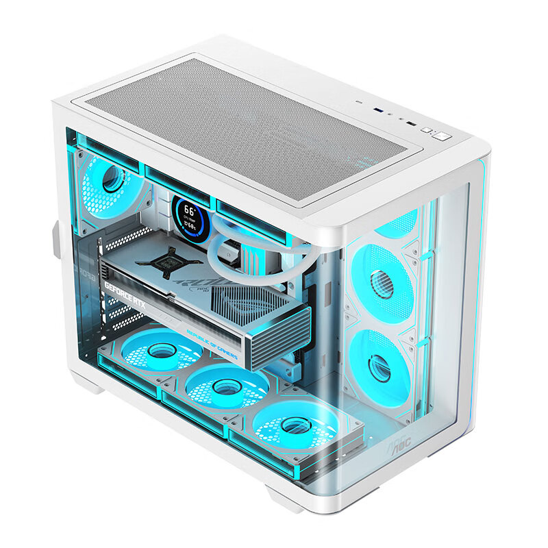 AOC CG455 White ATX Desktop Computer Case with Seaside Room Design, Integrated C...