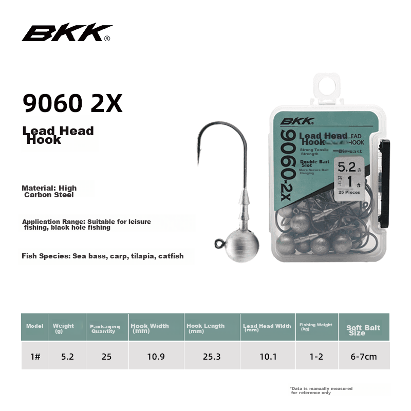 BKK 2x Reinforced Lead Head Hook Lure Soft Bait Hook Anti-Snagging Bottom Hook f...