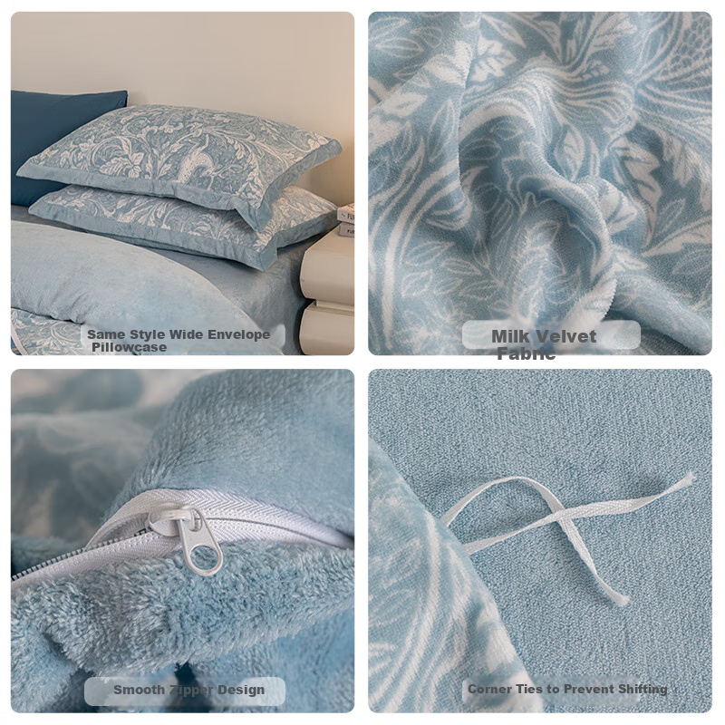 Hengyuanxiang High Gram Weight Double-sided Milk Velvet Four-piece Set 1.5/1.8m...