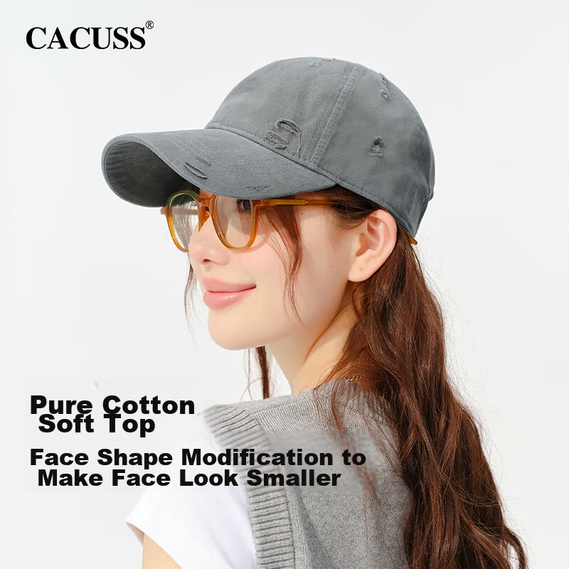 CACUSS Women's Soft-Top Wide-Brim Baseball Cap, Versatile for All Seasons, Face-...