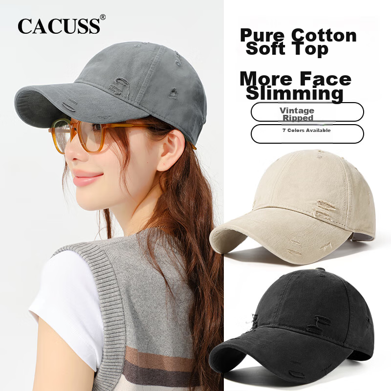 CACUSS Women's Soft-Top Wide-Brim Baseball Cap, Versatile for All Seasons, Face-...