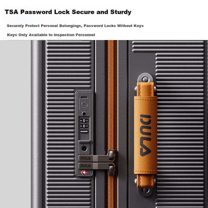 DULA Multi-Function USB Large Capacity Travel Password Suitcase Grey Brown 26-in...