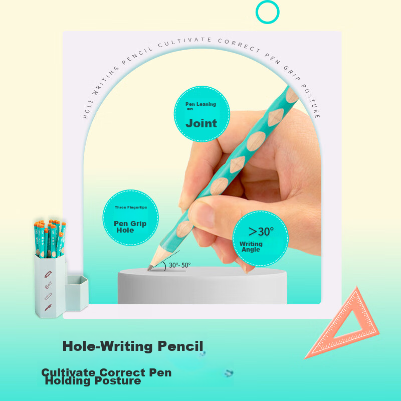 Zhonghua Coarse Barrel Large Triangular Perforated Pencil HB 30 Pieces, Elementa...