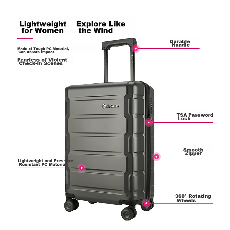 Diplomat 20-Inch Luggage, Suitcase with Handle, Travel Case for Men And Women, F...