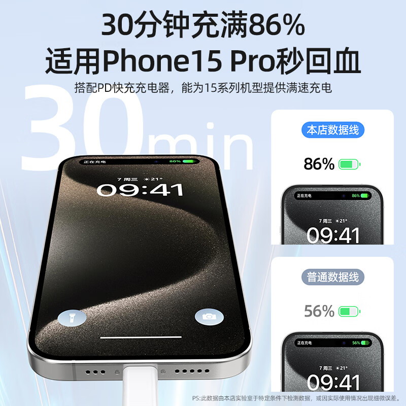 BZBC Dual-Head Type-C Fast Charging Data Cable, Apple 15 Specific, PD60W Fast Ch...