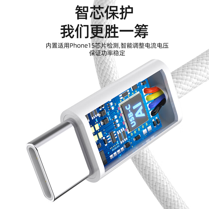 BZBC Dual-Head Type-C Fast Charging Data Cable, Apple 15 Specific, PD60W Fast Ch...