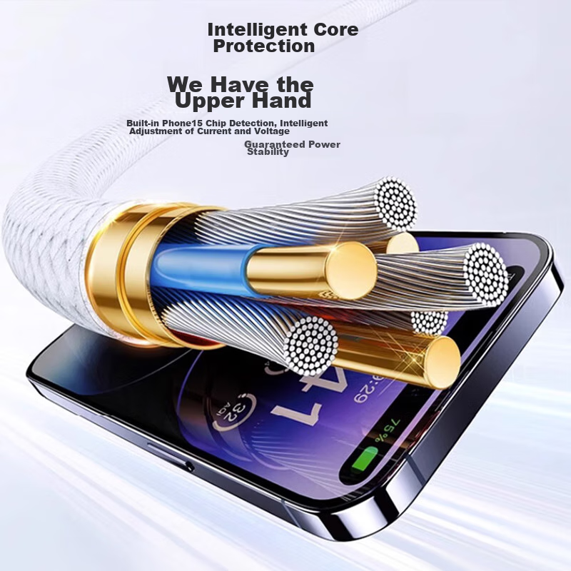 BZBC Dual-Head Type-C Fast Charging Data Cable, Apple 15 Specific, PD60W Fast Ch...