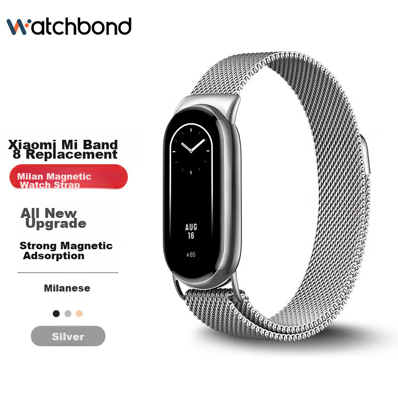Watchbond Compatible with Xiaomi Mi Band 10 Strap 9/8/NFC Version Milanese Magne...