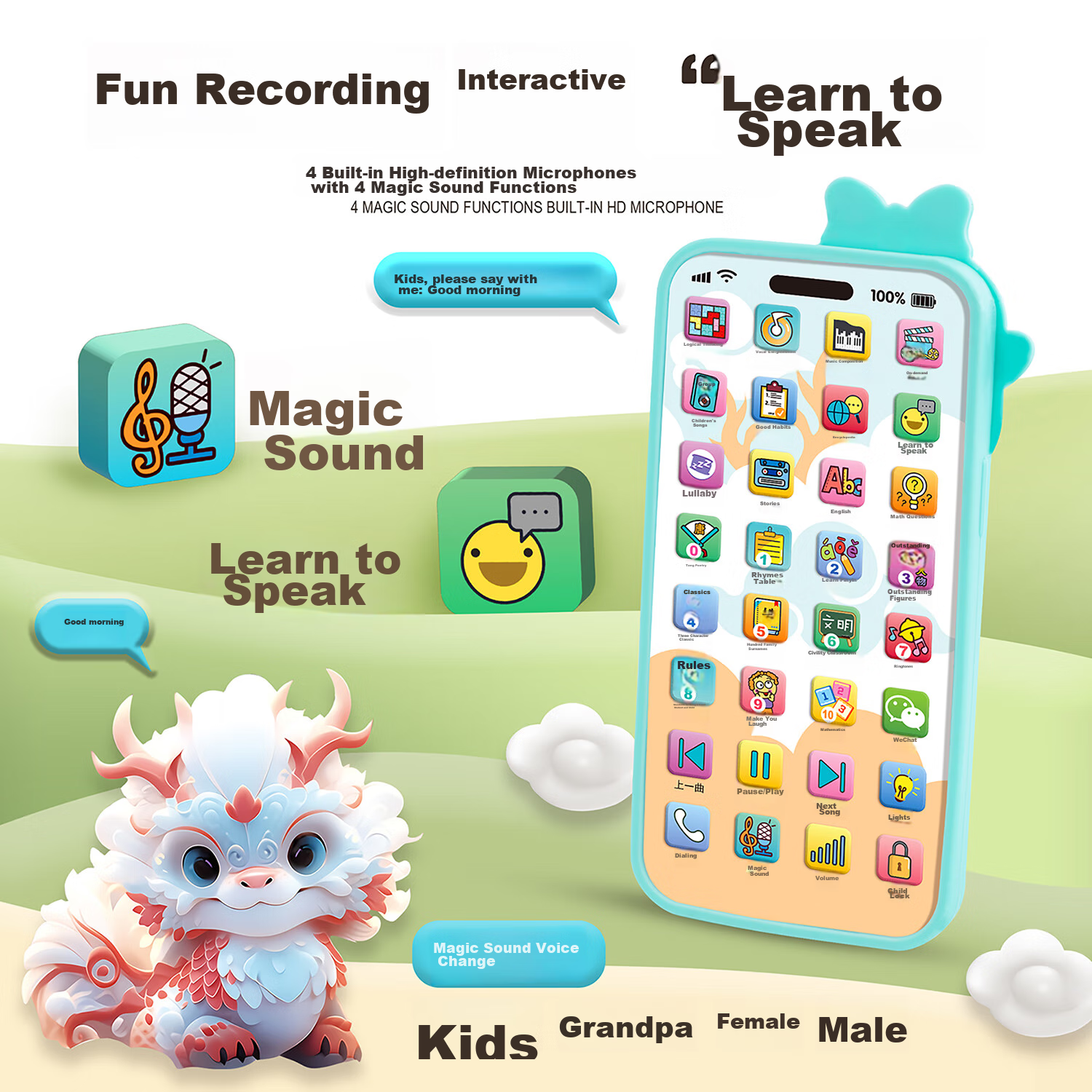 COOKSS Children's Mobile Phone Early Education Toy, Infant 1-3 Years Old Baby Si...