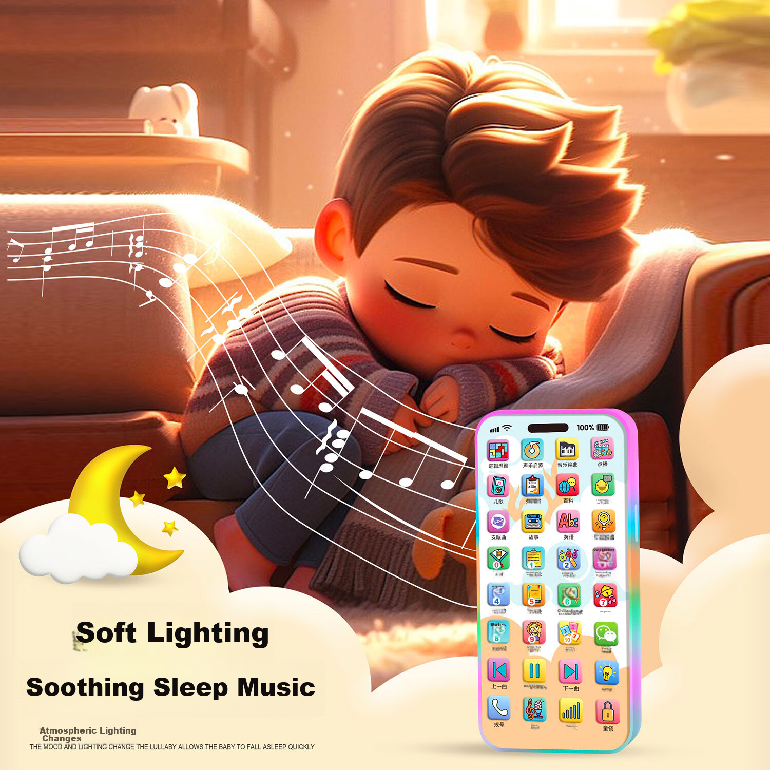 COOKSS Children's Mobile Phone Early Education Toy, Infant 1-3 Years Old Baby Si...