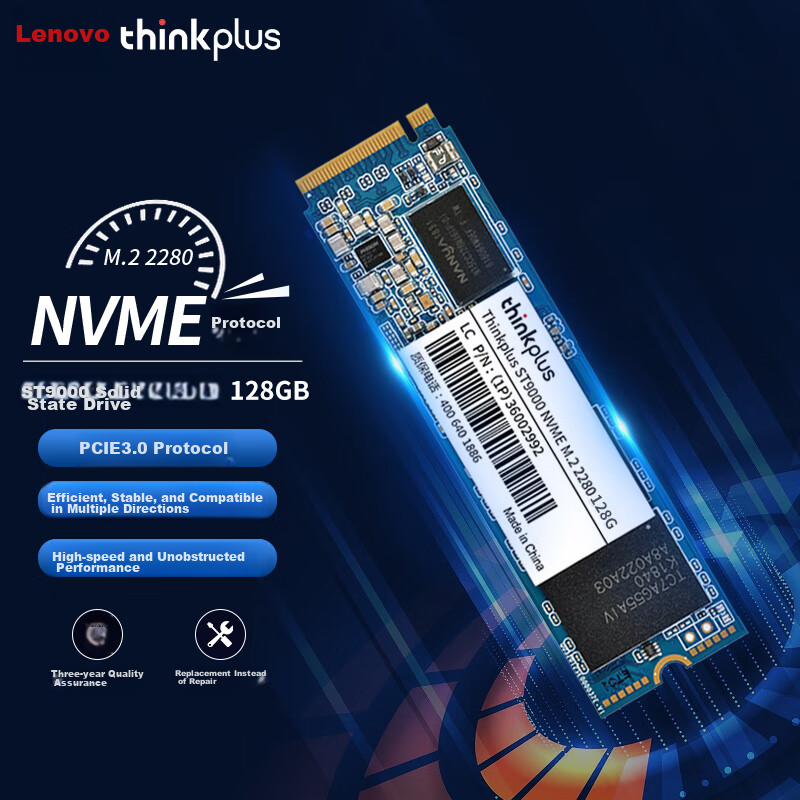 ThinkPlus Lenovo 128GB SSD M.2 2280 (NVME Protocol) ST9000 Series, Compatible wi...