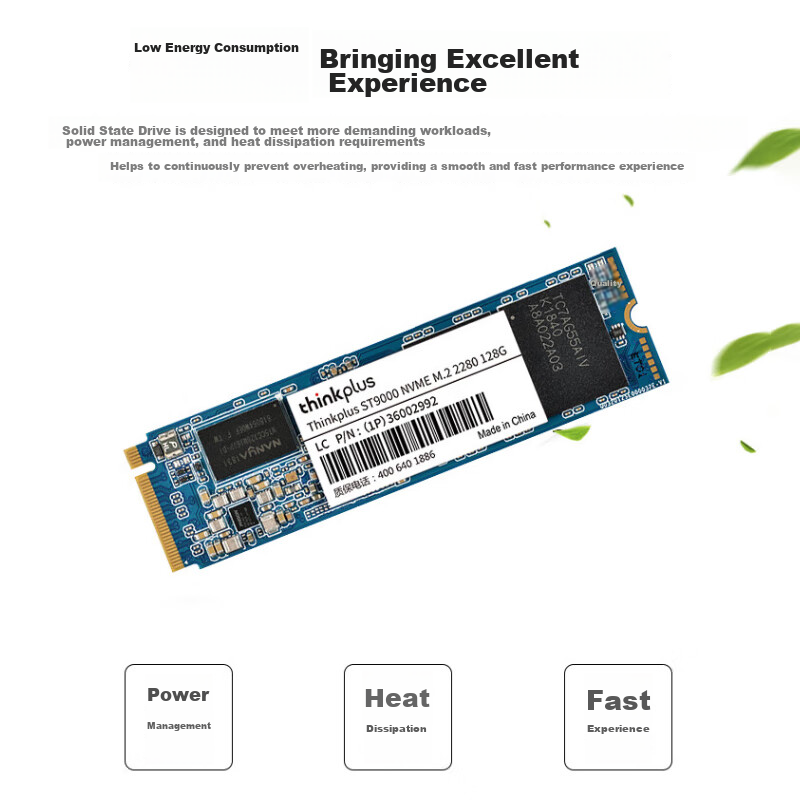 ThinkPlus Lenovo 128GB SSD M.2 2280 (NVME Protocol) ST9000 Series, Compatible wi...
