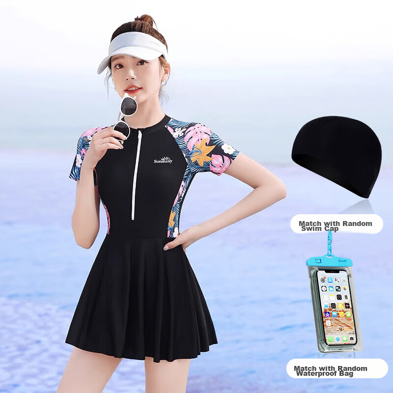 F.DYRAA Women's Swimsuit, Tummy Control, Slimming, Elegant, One-Piece Dress, Con...