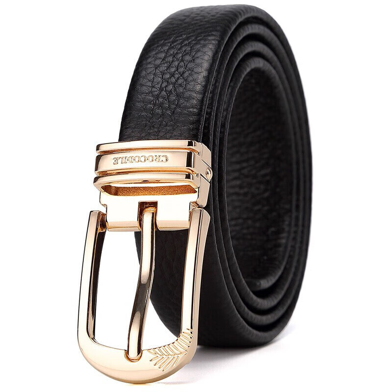 Crocodile T-Shirt Double-Sided Top-Grain Leather Women's Belt, Casual Pin Buckle...