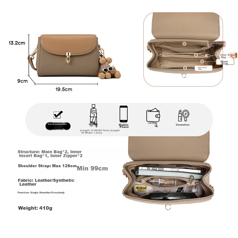 Scarecrow Handbag for Women, 2025 New Light Luxury Cowhide Shoulder Crossbody Ba...