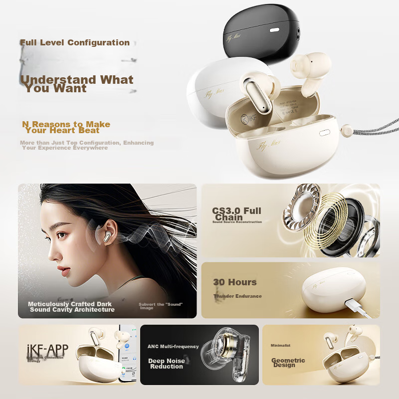 IKF Fly Max Active Noise Cancelling True Wireless Bluetooth Earbuds with 45dB Wi...