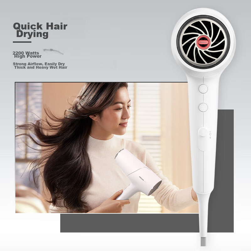 Philips Hair Dryer, Series 5 Puff Tube, Temperature-Sensing Protection, 40 Milli...