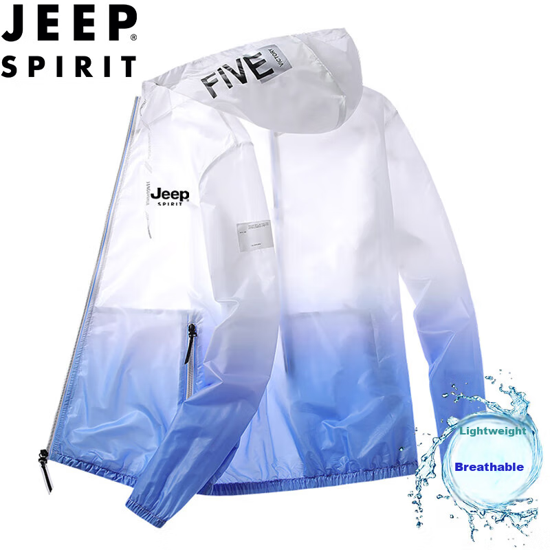 JEEP SPIRIT Men's Sun Protection Jacket, Summer Hooded Lightweight Jacket, Casua...