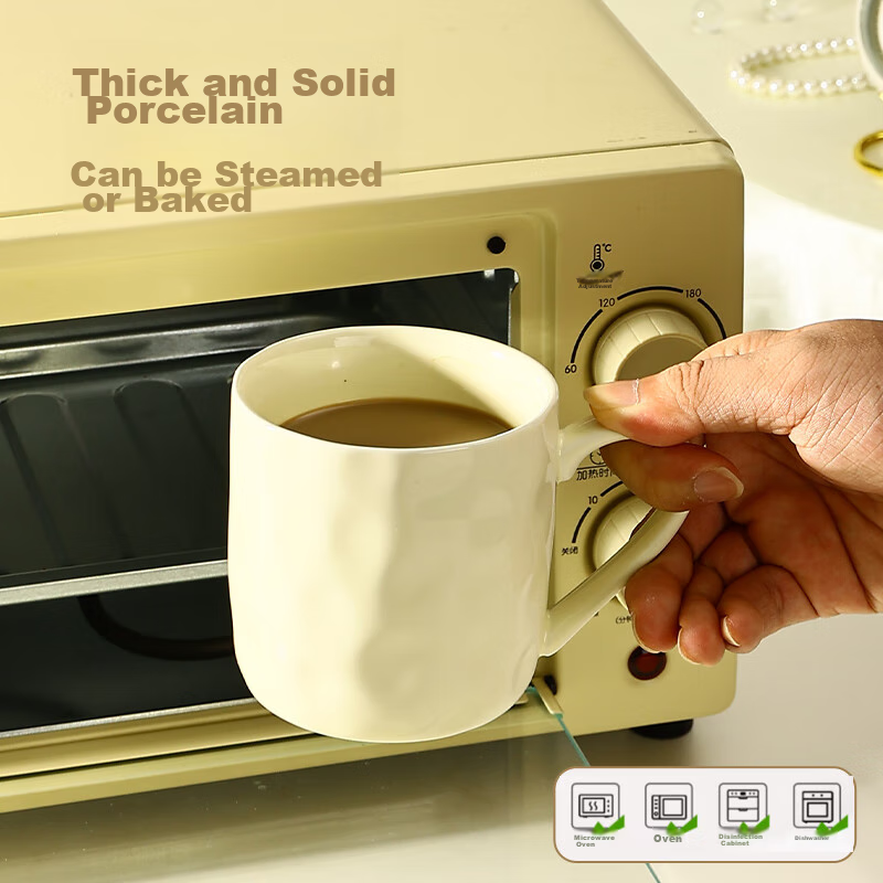 CAIZHI Ceramic Mug for Home, Student Tea Cup, Office Coffee Cup, Cream Yellow CZ...