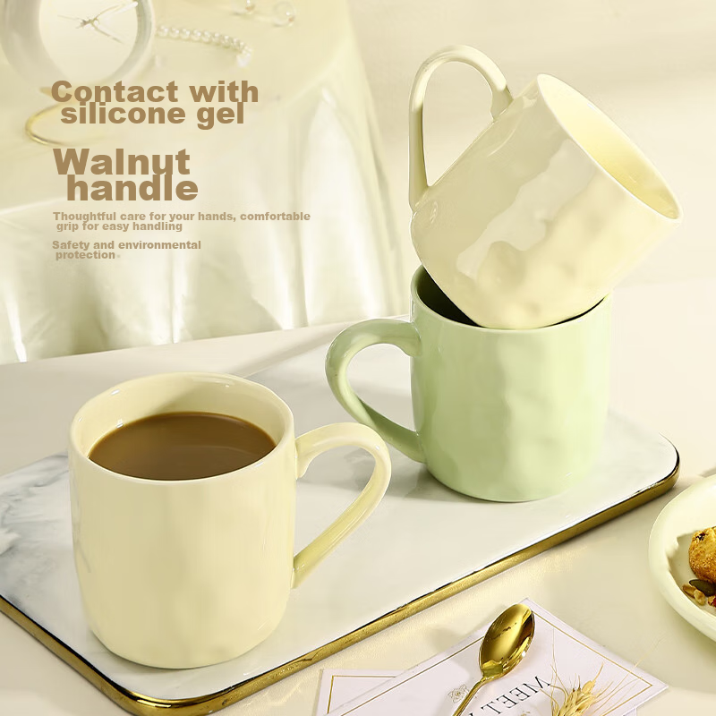 CAIZHI Ceramic Mug for Home, Student Tea Cup, Office Coffee Cup, Cream Yellow CZ...