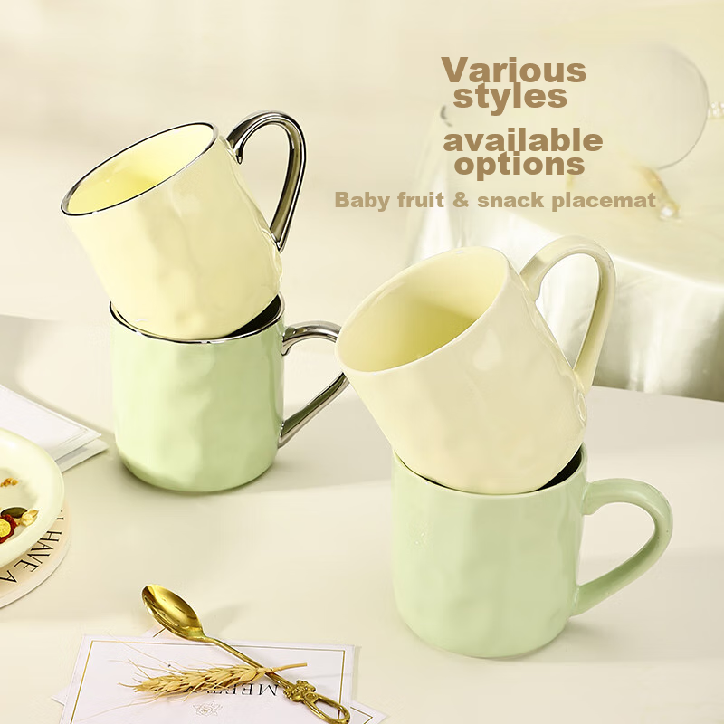 CAIZHI Ceramic Mug for Home, Student Tea Cup, Office Coffee Cup, Cream Yellow CZ...