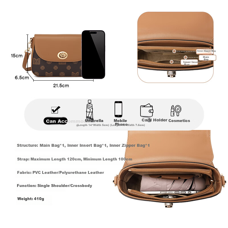 Strawman 2025 Light and Simple Single Shoulder Crossbody Bag Retro Small Square...