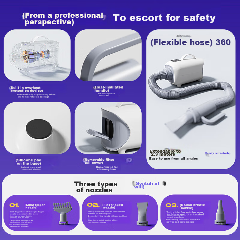 Hoopet Pet Blower, Dog Large Breed Electric Hair Dryer, Cat High-Power Drying Bo...