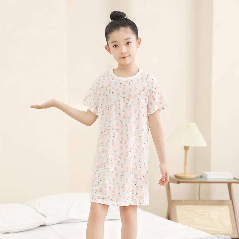 Hongdou Girls' Cotton Nightgown, Thin Spring And Summer Sleepwear, Children's Sh...