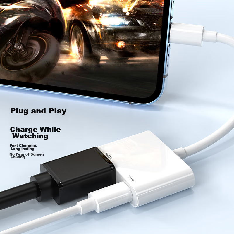 CangHua Apple Lightning to HDMI Converter, IPhone Screen Mirroring Device, IPad...