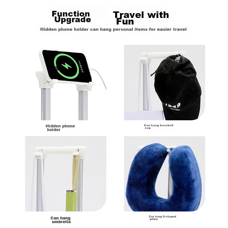 DULA Aluminum Frame Suitcase, High-End Trolley Case with Cup Holder, USB Chargin...