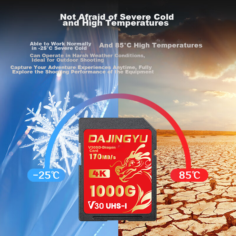 DAJINGYU SD Card V30 64GB Camera Memory Card Storage Card High-Speed DSLR Storag...