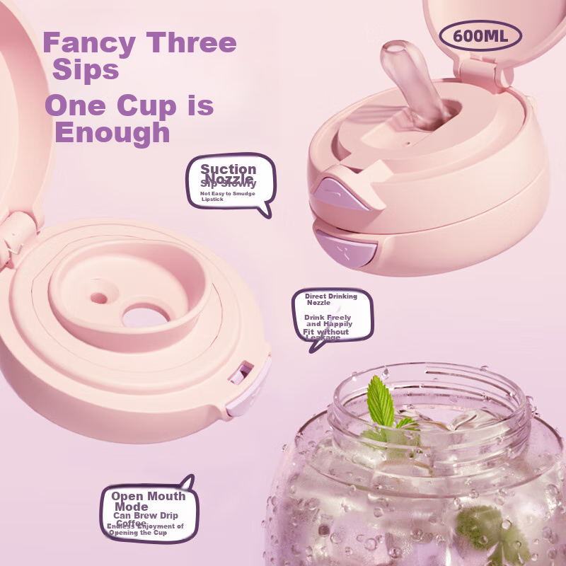 BABLOV Children's Water Bottle with Straw, Large Capacity Sports Water Bottle fo...