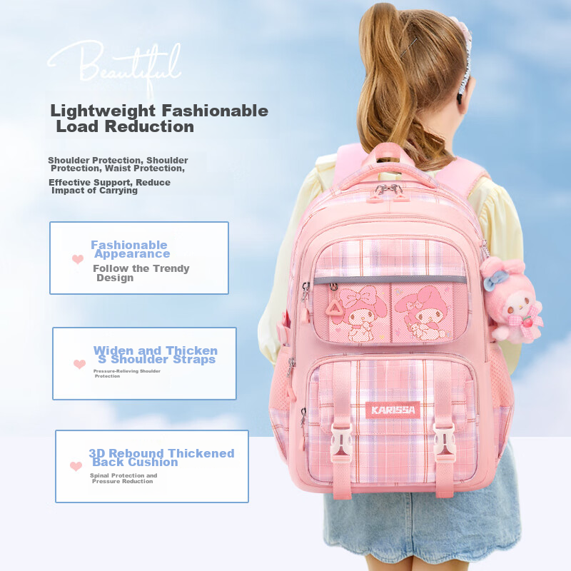 COOLBABY Backpack for Elementary School Students, Adorable Girls' Spine-Protecti...
