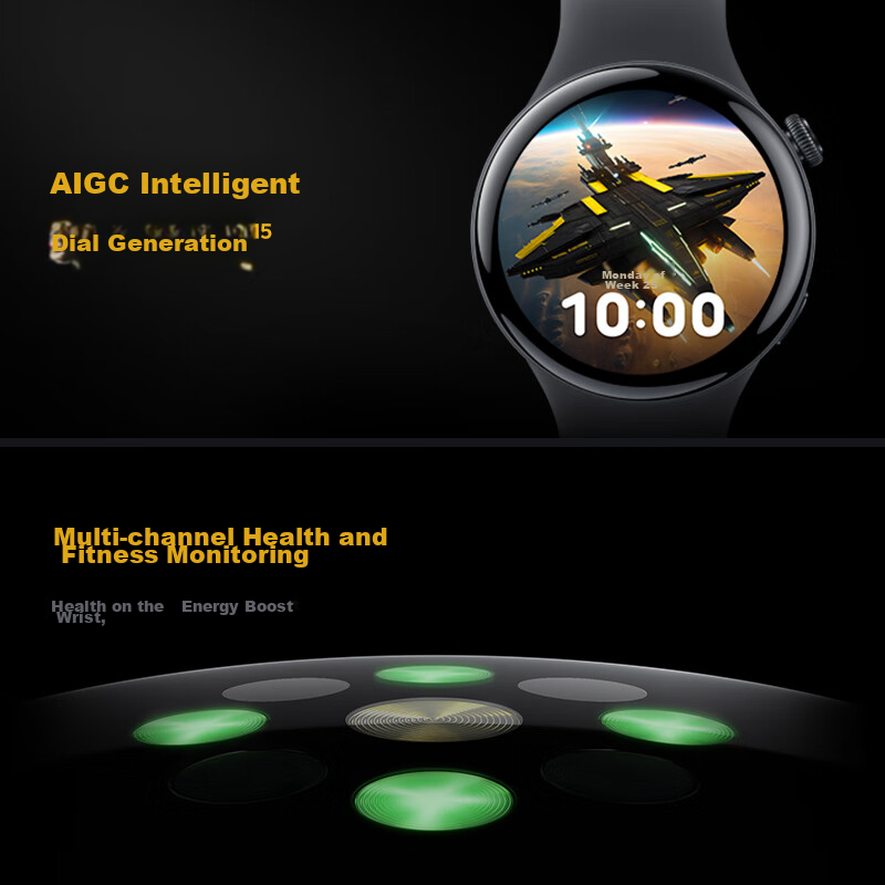 Vivo IQOO WATCH E-SIM Soft Case Edition, Haoyu Black AIGC Smart Watch Dial, Hear...