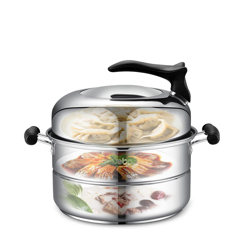 Debo 28cm Stainless Steel Three-Layer Steamer Pot, Compatible with Gas And Induc...