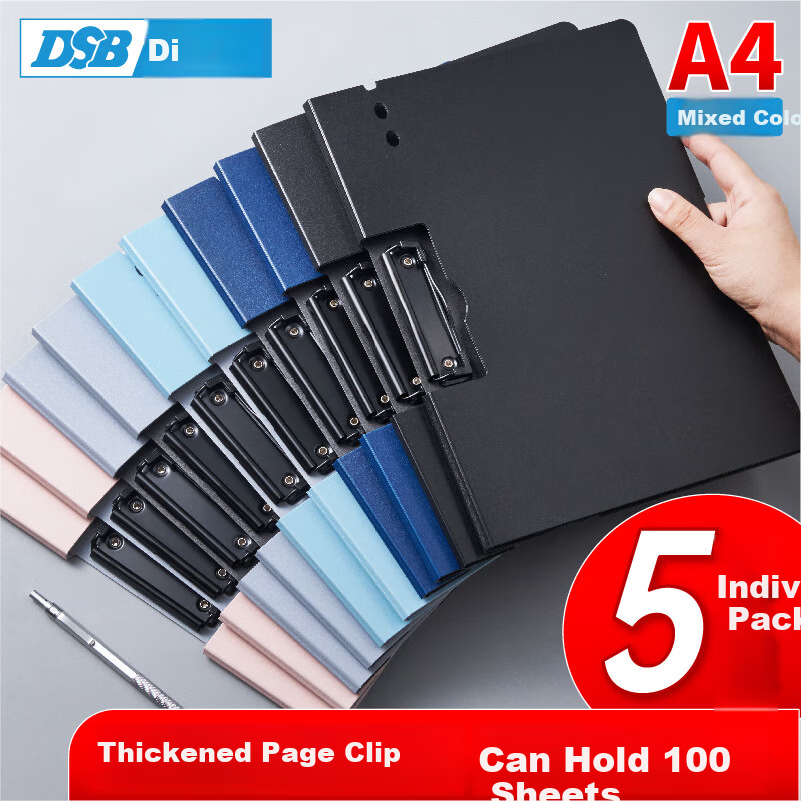 DSB A4 Horizontal Folding Clipboard Writing Plastic Folder with Metal Clip for S...