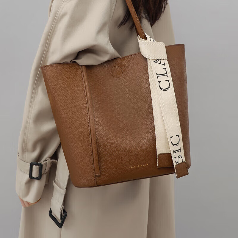 Viney Leather Handbag, Women's Large Capacity Tote Bag, Light Luxury Shoulder Ba...