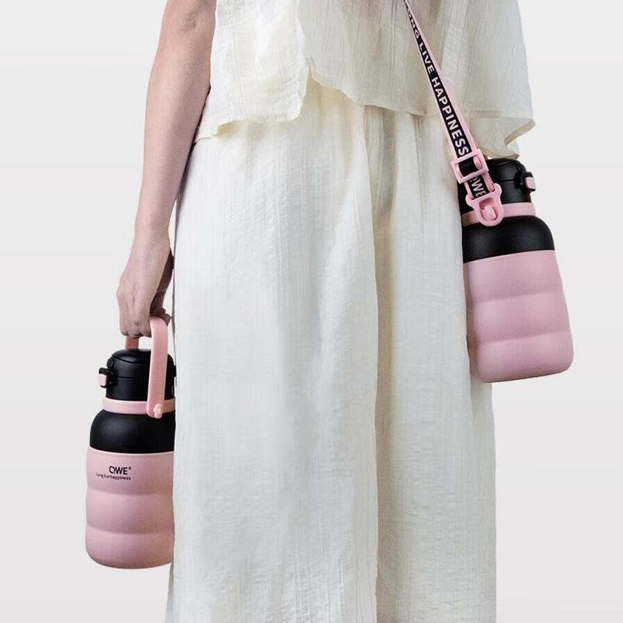 QWE Large Capacity Insulated Tumbler, 1000ml, Energetic Pink, Dual-Drinking Port...