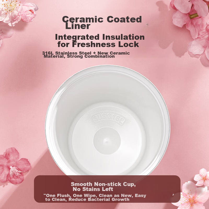 Cuipo Insulated Coffee Cup Ceramic Coated Portable Large Capacity Double Drinkin...