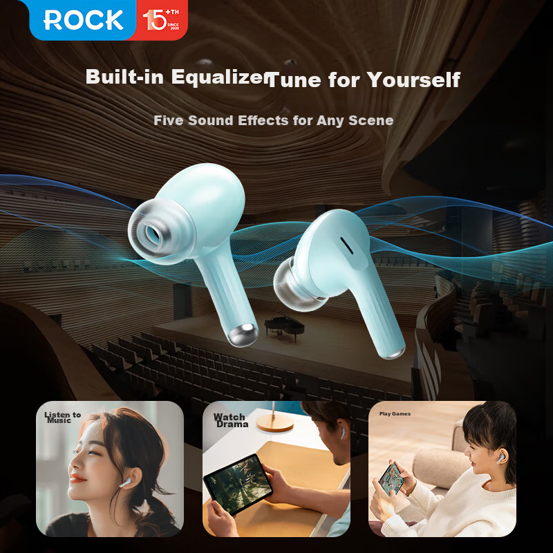 ROCK Doraemon Touchscreen Bluetooth Earphones, In-Ear Soft Tips, Active Noise Ca...