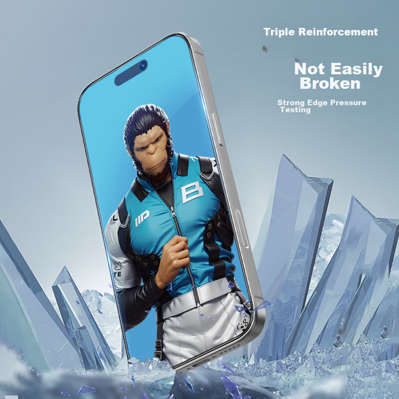 BLUEO Blue Gorilla Tempered Glass Screen Protector for IPhone 16 Pro Max, High D...