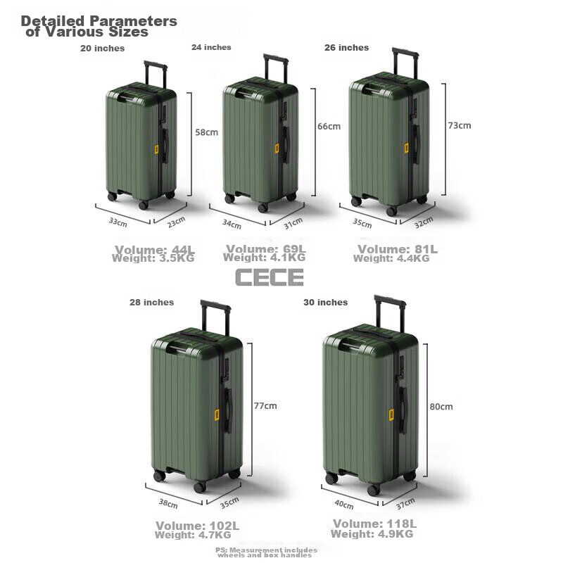 CeceTrunk Series Large Capacity Suitcase with Wheels, Travel Carry-On Luggage wi...