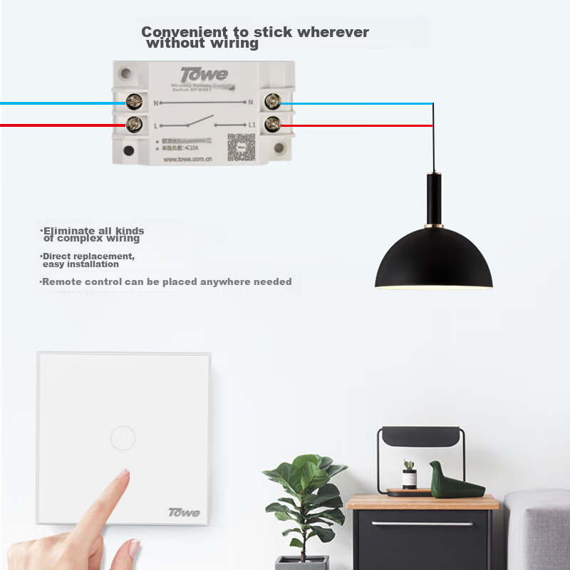 TOWE Wireless Single-Control Switch, No Wiring Required, Adhesive Remote Control...
