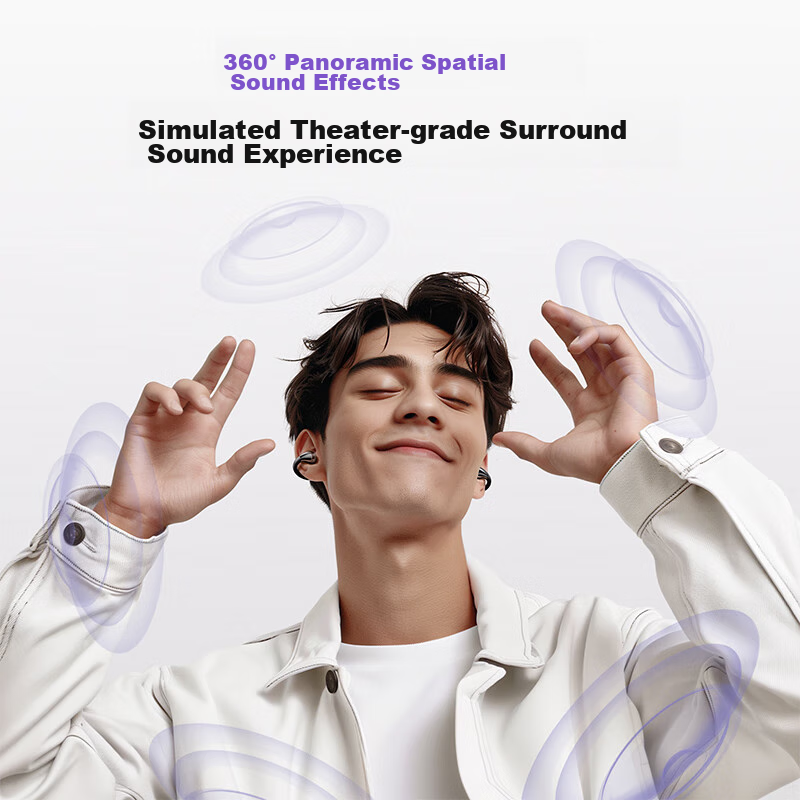 QCY C30 Ear Clip Headphones, Non-In Open-Style Wireless Bluetooth Earphones, Com...