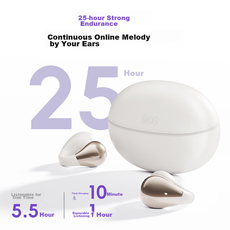 QCY C30 Ear Clip Headphones, Non-In Open-Style Wireless Bluetooth Earphones, Com...