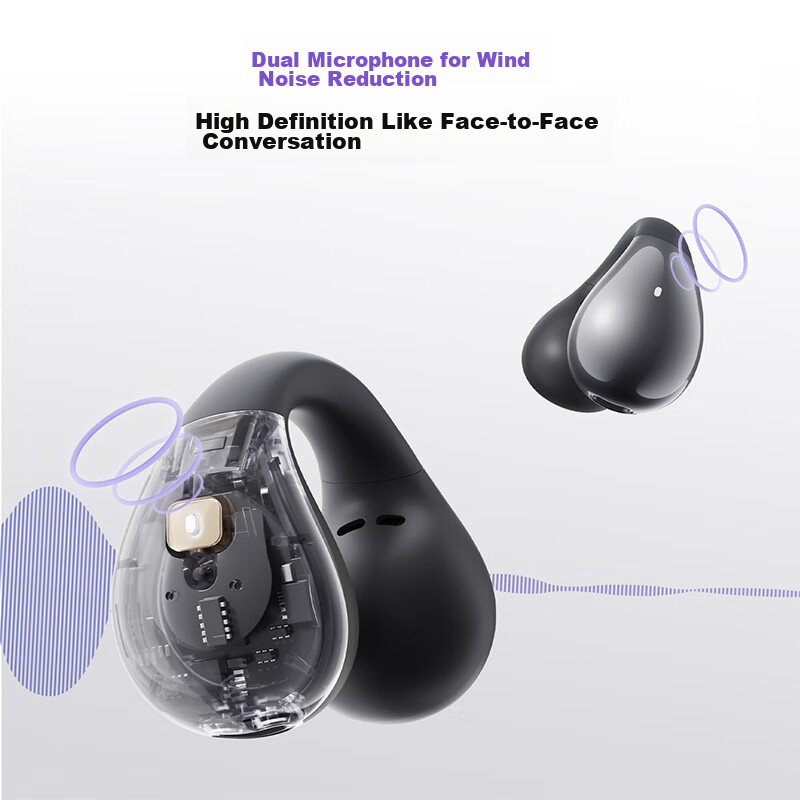 QCY C30 Ear Clip Headphones, Non-In Open-Style Wireless Bluetooth Earphones, Com...