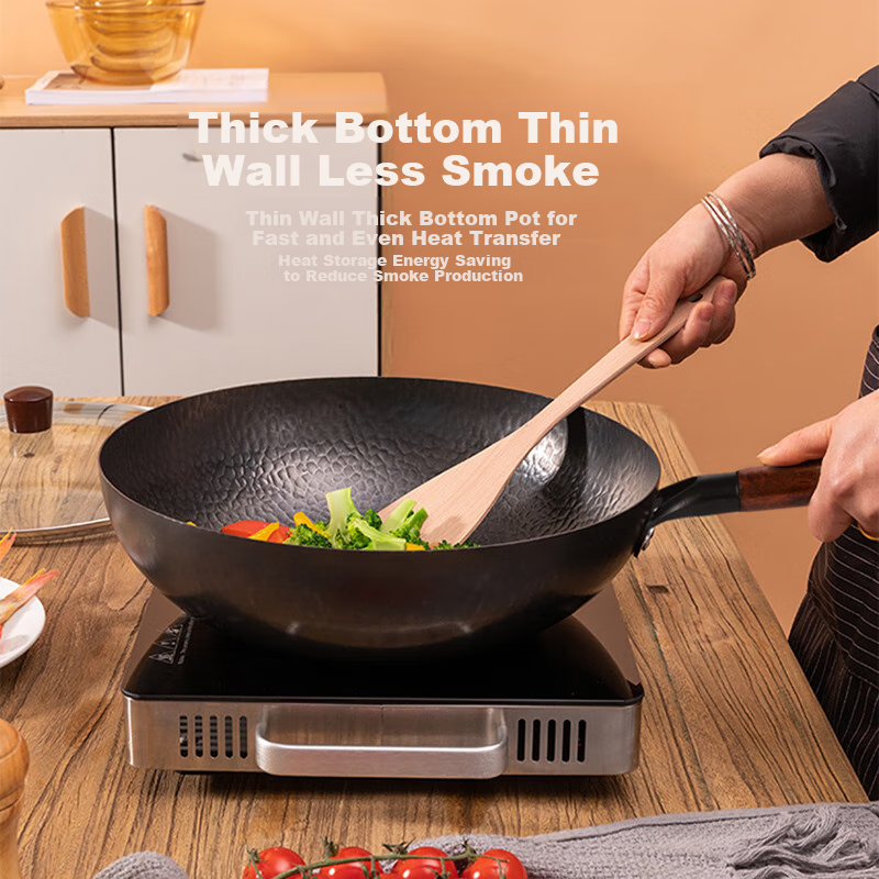 Debo Hammered Wok without Coating for Stir-Frying, Fish Scale Wok for Induction...